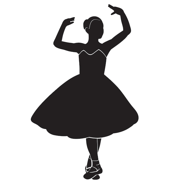 Vector isolated silhouette with lines of a dancing girl dance