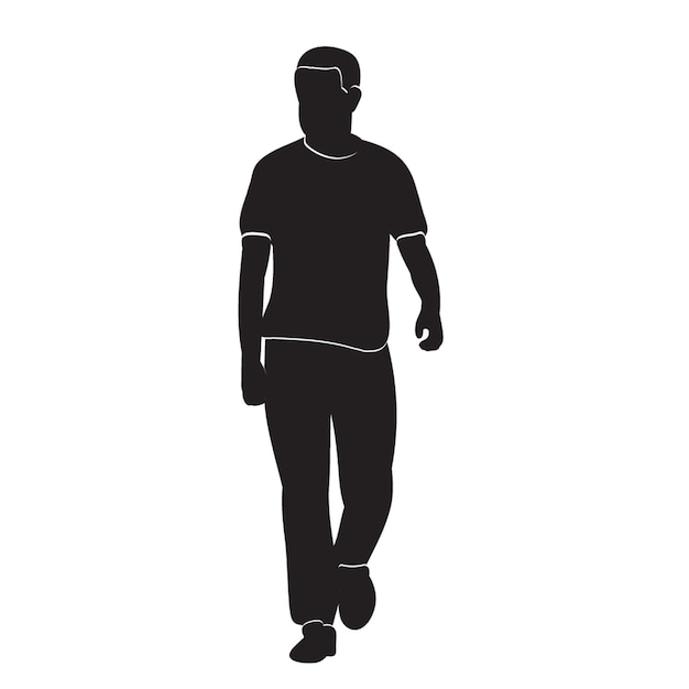 Vector isolated silhouette with lines a man is walking