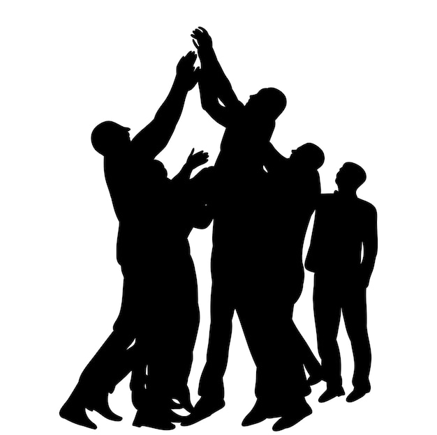 Vector isolated silhouettes of people crowd group of men