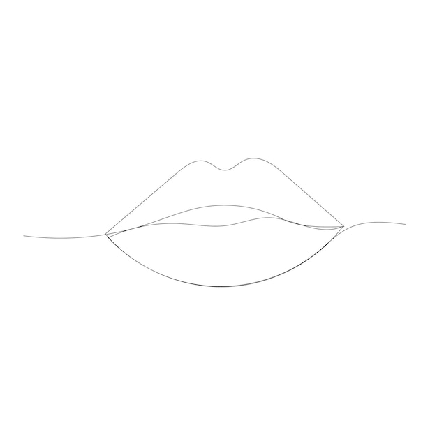 Vector isolated single line drawing continuous female lips