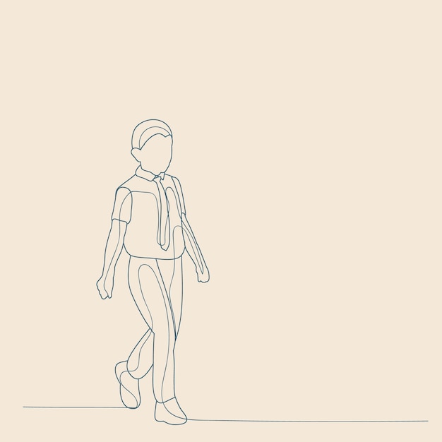 Vector isolated sketch with lines child boy is walking