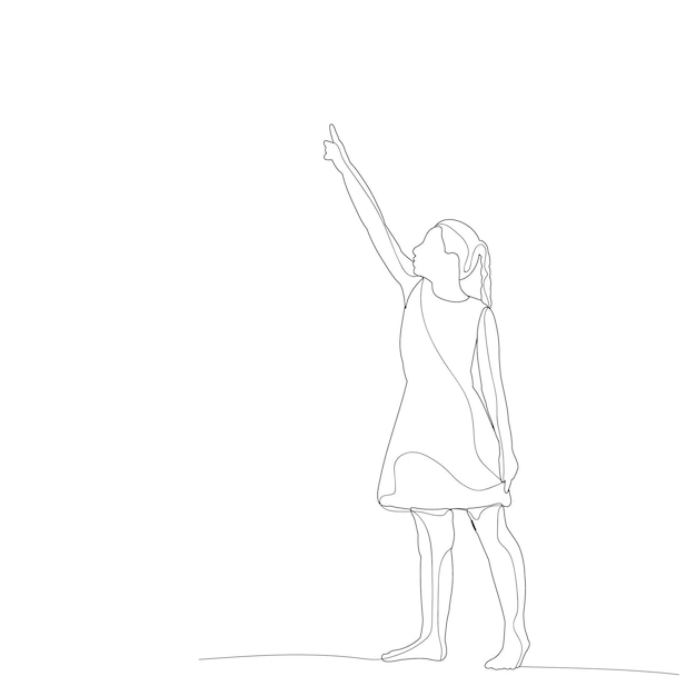 Vector isolated sketch with lines girl shows