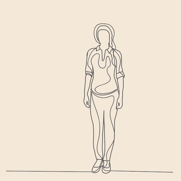 Vector vector isolated sketch with lines girl woman walking