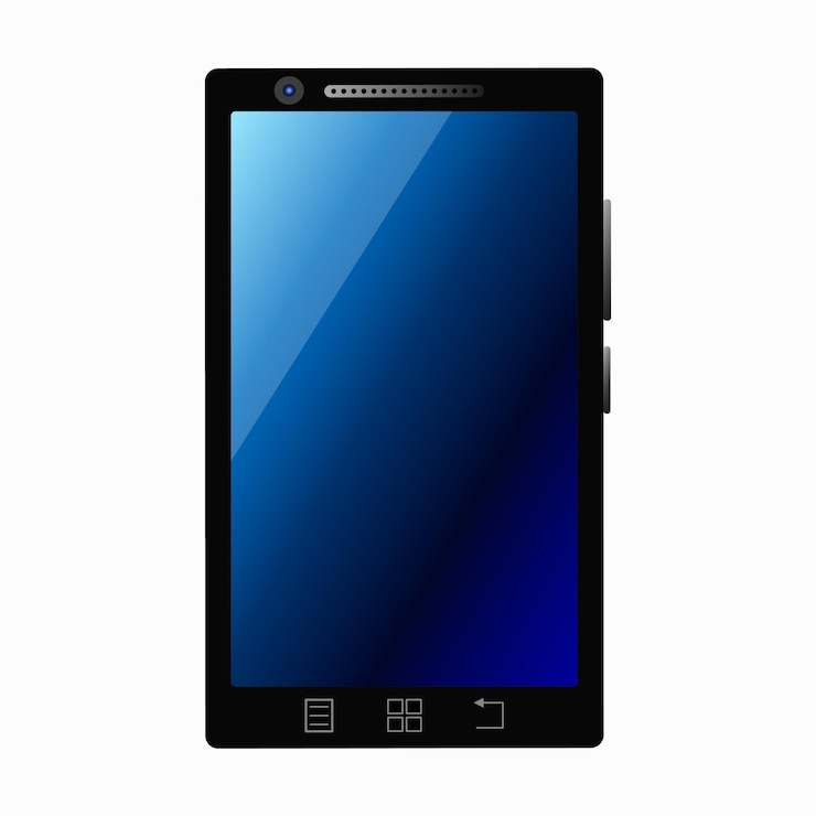 Vector vector isolated smartphone with blue screen.