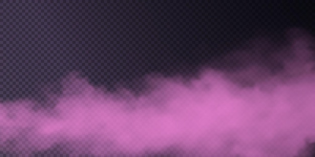Vector isolated smoke PNG Pink smoke texture on a transparent black background Special effect