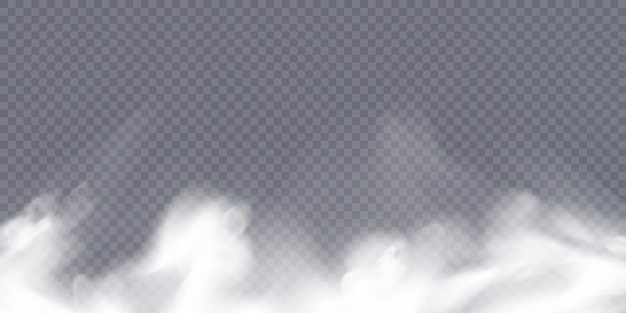 Векторный изолированный дым PNG. Текстура белого дыма на прозрачном фоне. ДЛЯ веб-дизайна и иль