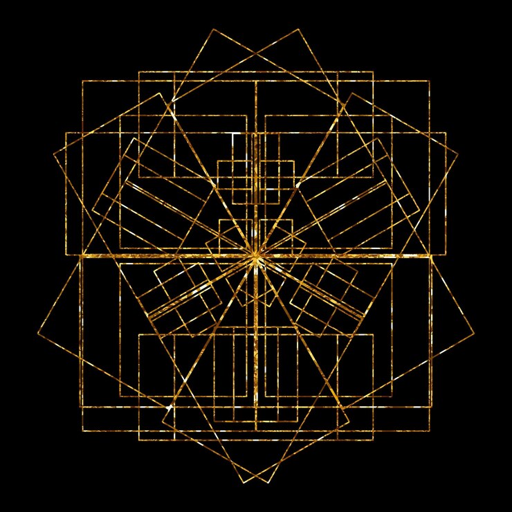 Vector vector isolated square with stripes and lines golden sparkles