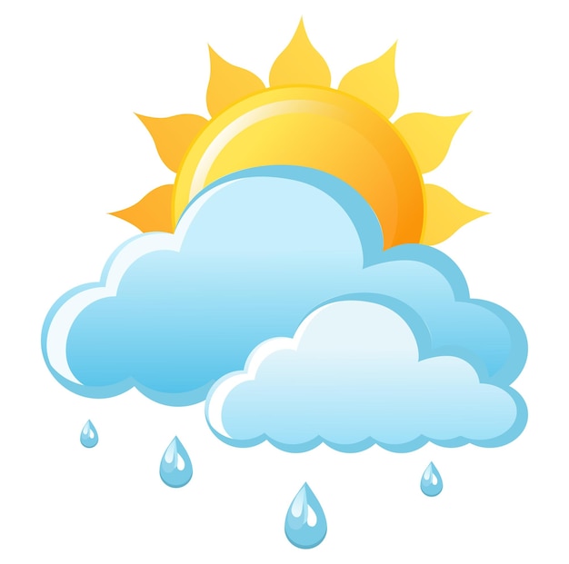 Vector isolated weather app icon with sunny rainy cloud Interface elements in flat design For web