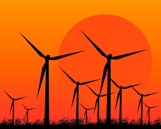 Vector isolated windmill silhouette