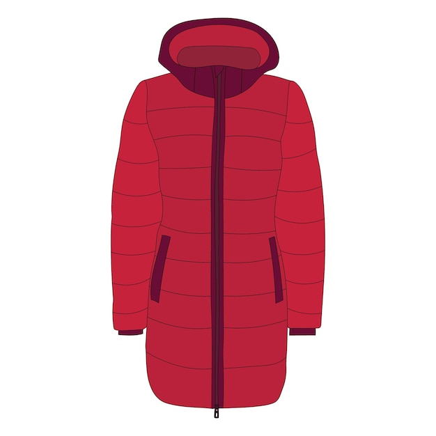 Vector vector isolated womens winter down jacket red