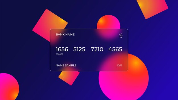 Vector Isometric Abstract Glass Effect Credit Card