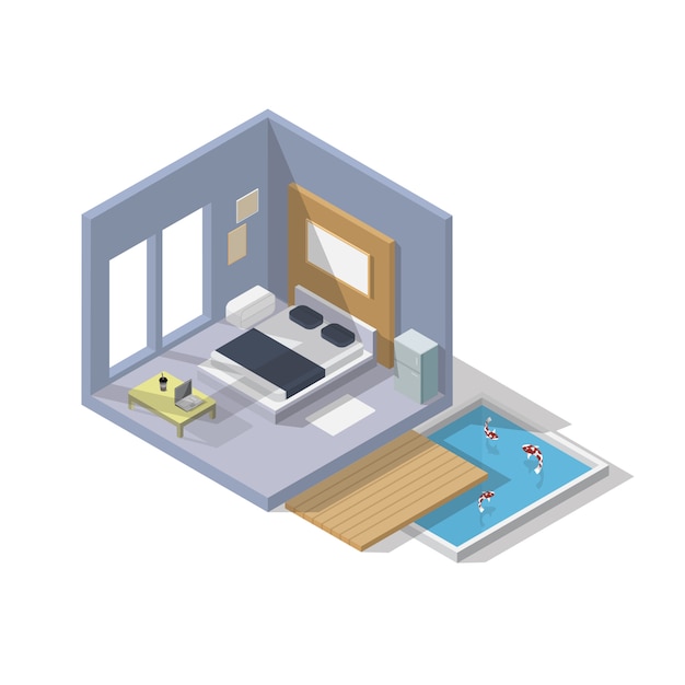 Vector isometric bedroom icon