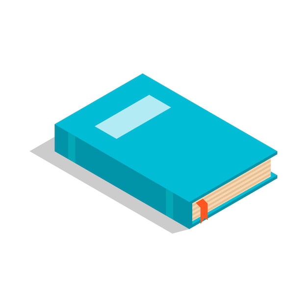 그림자와 함께 흰색 바탕에 벡터 아이소메트릭 책. 디자인을 위한 간단한 파란색 학습서 아이콘