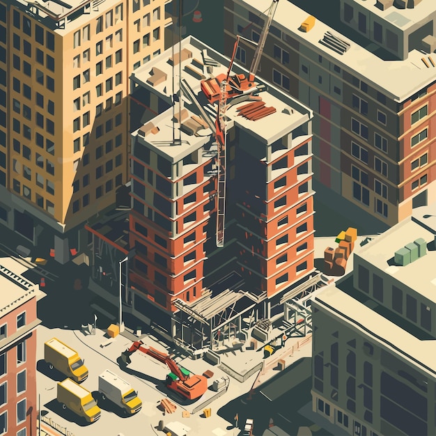 ベクトル vector_isometric_building_construction_site (ベクトル・アイソメトリック・ビルディング・コンストラクション・サイト)