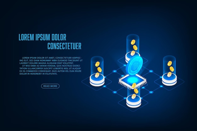 Vector vector isometric cryptocurrency and trading online concept