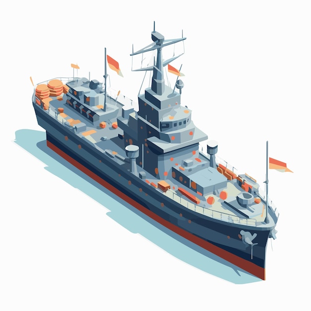 Set di icone isometriche vettoriali o elementi infografici che rappresentano navi portacontainer low poly cargo petroliera nave passeggeri nave da crociera traghetto caricato con auto e piattaforma petrolifera