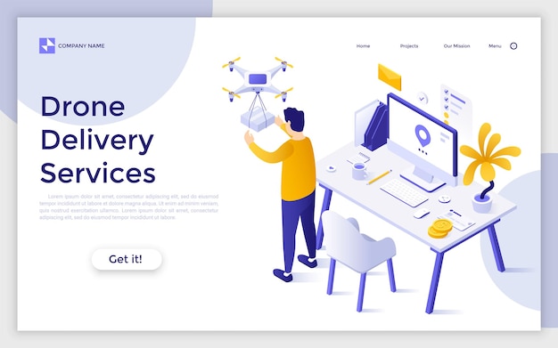 Vector Isometric Landing Page Template