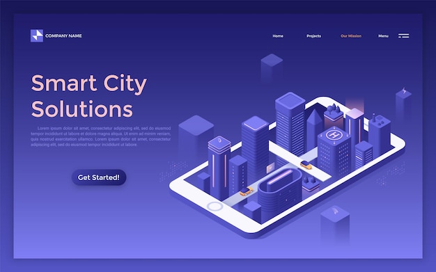 Vector Isometric Landing Page Template