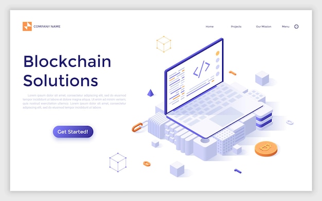 Vector isometric landing page template