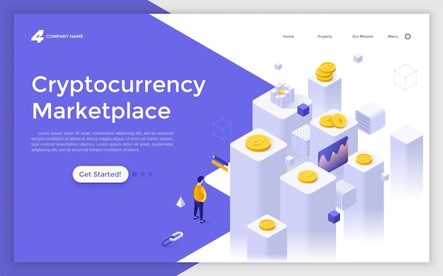 Vector isometric landing page template