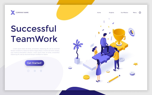 Vector Isometric Landing Page Template