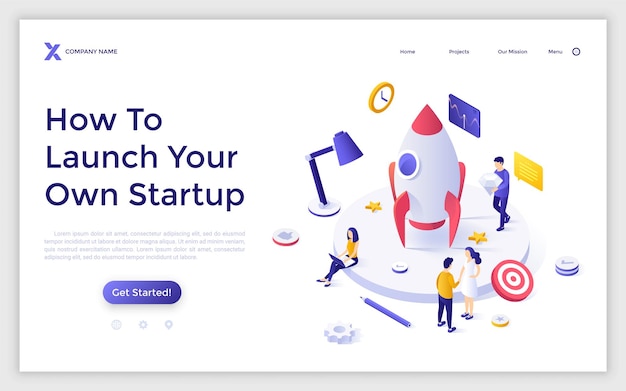 Vector Isometric Landing Page Template