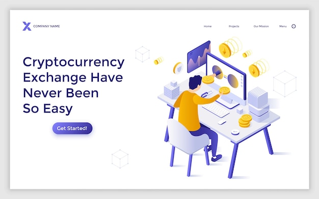 Vector Isometric Landing Page Template