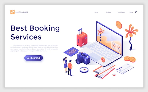 Vector Isometric Landing Page Template