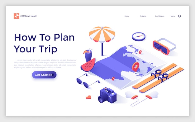 Vector isometric landing page template