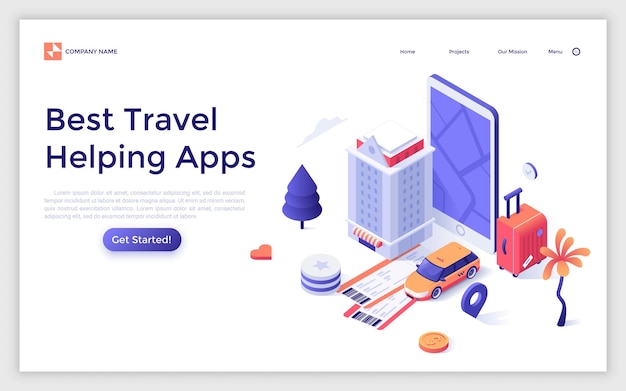 Vector Isometric Landing Page Template