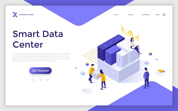 Vector Isometric Landing Page Template