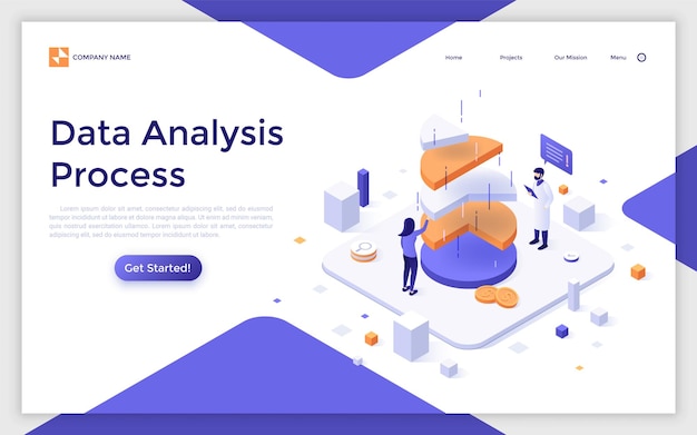 Vector isometric landing page template