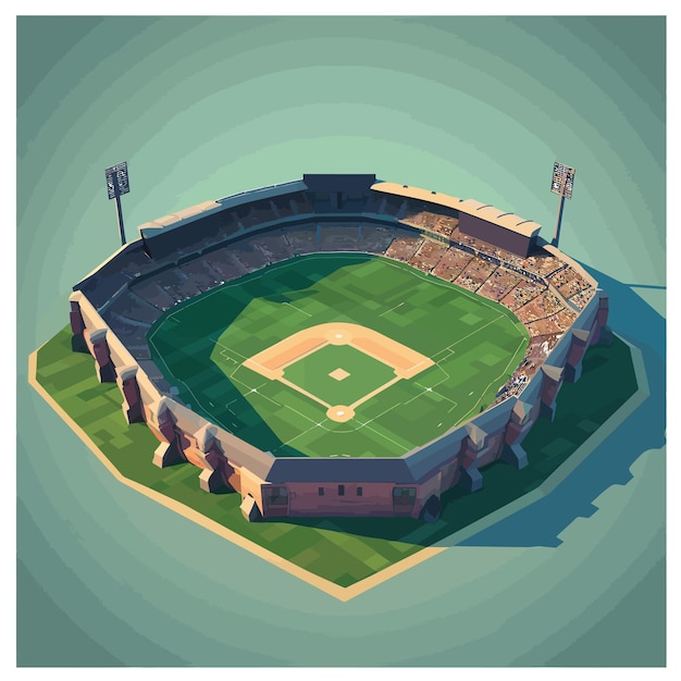 Vector vector_isometric_low_poly_cricket_stadion