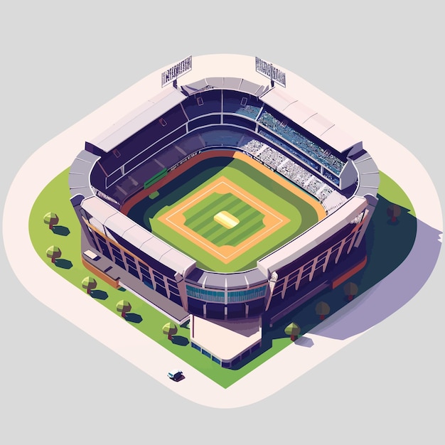 Vector vector_isometric_low_poly_cricket_stadium