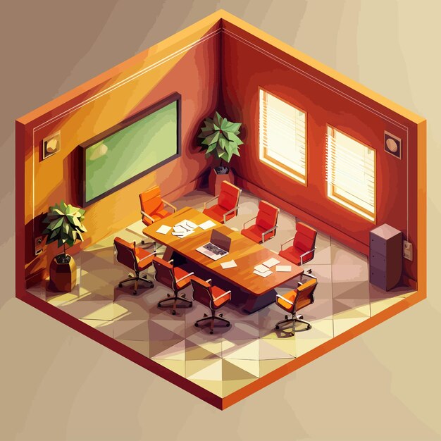 Vector vector_isometric_low_poly_office