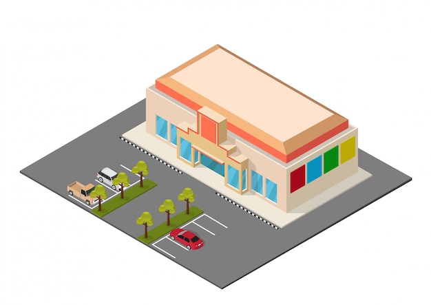 Vector isometric shopping mall