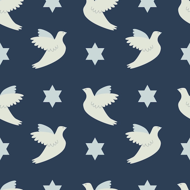 Vector Israel pattern Dove star of David on a dark blue background