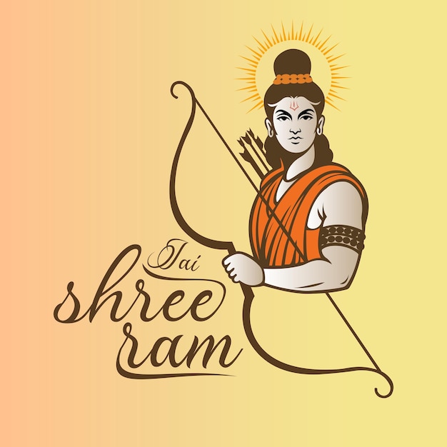 Vector jai shree ram illustration and bow arrow