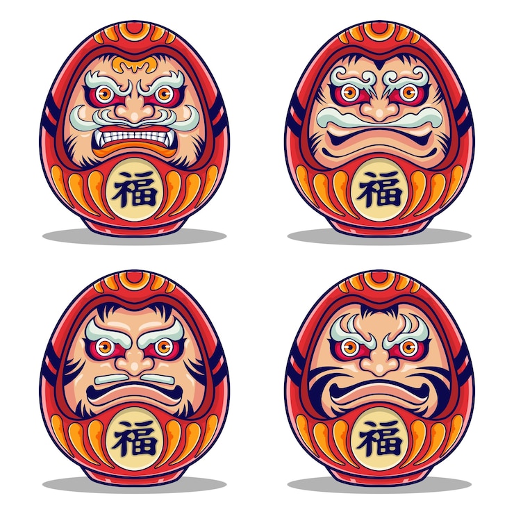 Vector vector japanese daruma character red color