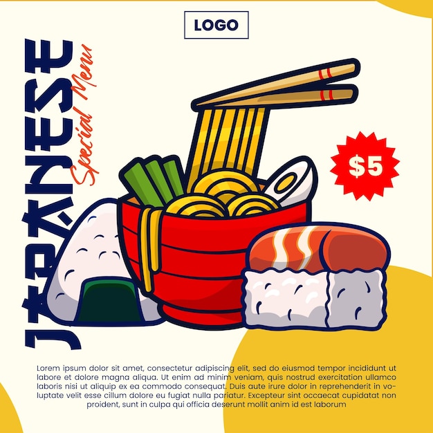 Vector vector of japanese food menu for template design