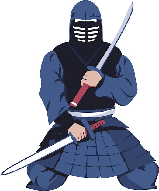 Vettore illustrazione dell'atleta di kendo giapponese vettoriale