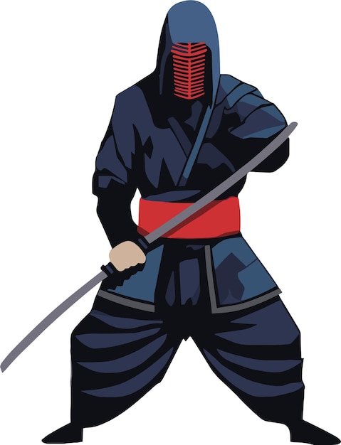 Vector japanese kendo athlete illustration