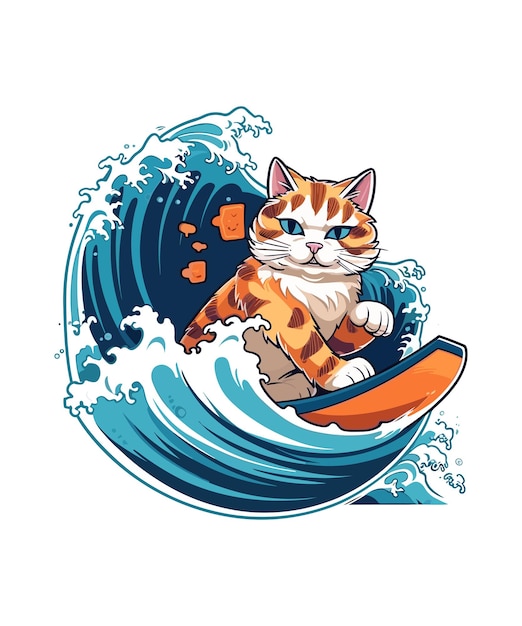 vector Japanse golf surfen kat geïsoleerd op een witte achtergrond