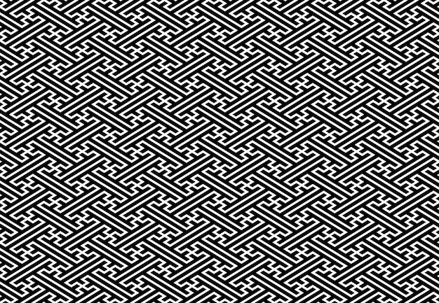 Vector Japanse monochroom naadloze Vintage patroon horizontaal en verticaal herhaalbaar