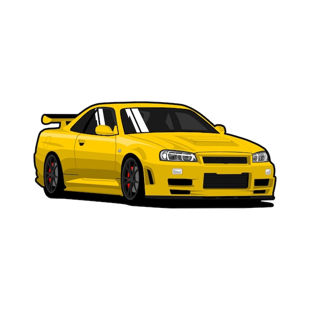 вектор JDM желтый спортивный автомобиль суперкар