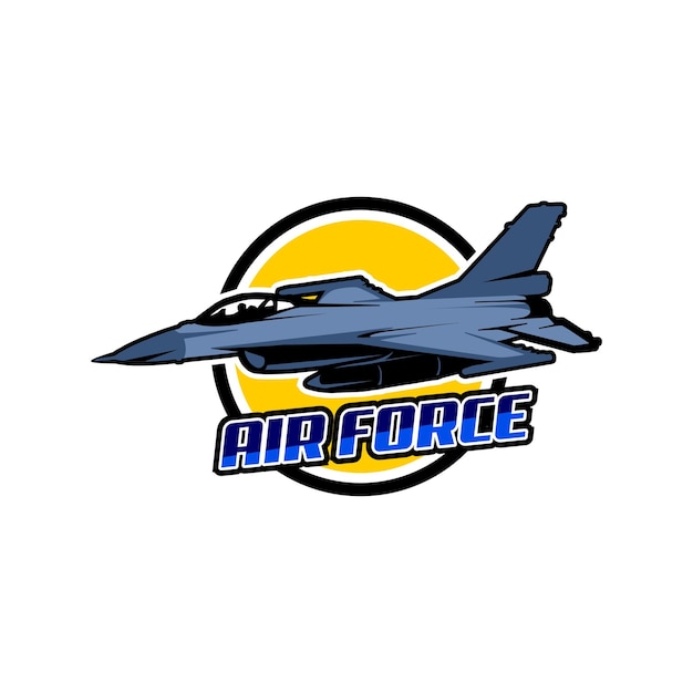 Disegno del logo dell'aeroplano da caccia vettoriale