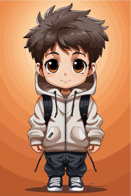 Vector jonge man anime stijl personage vector illustratie ontwerp manga anime jongen