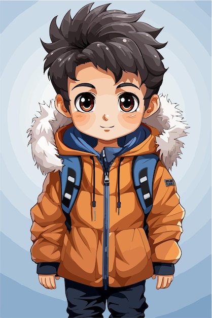 Vector jonge man anime stijl personage vector illustratie ontwerp manga anime jongen