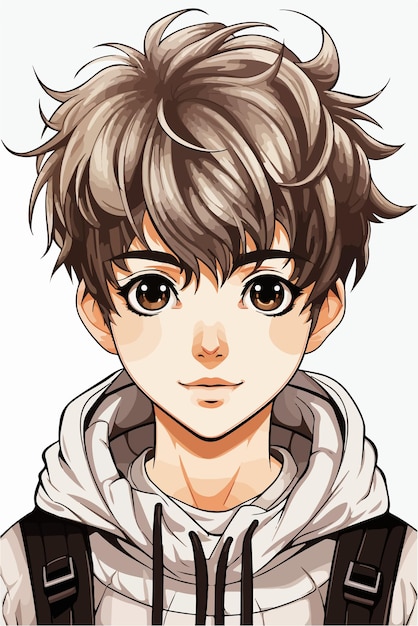 Vector jonge man anime stijl personage vector illustratie ontwerp manga anime jongen