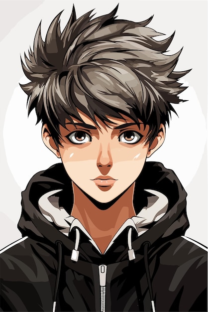 Vector jonge man anime stijl personage vector illustratie ontwerp manga anime jongen